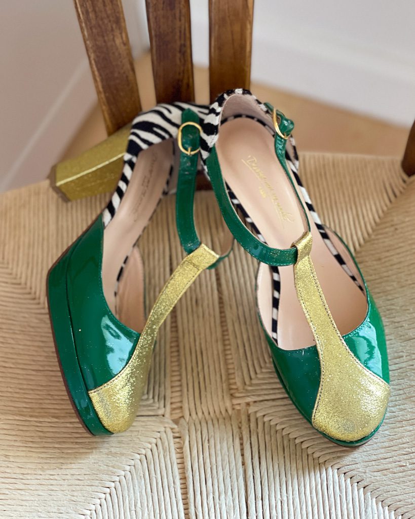 Dessine Moi Un Soulier salomé plateforme zèbre vert 39