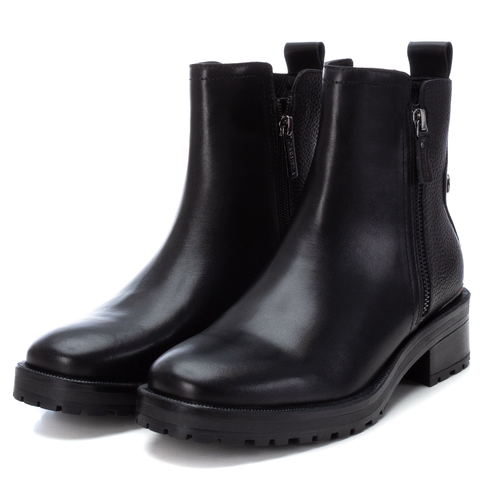 Carmela 16027701 bottine femme cuir noir plate