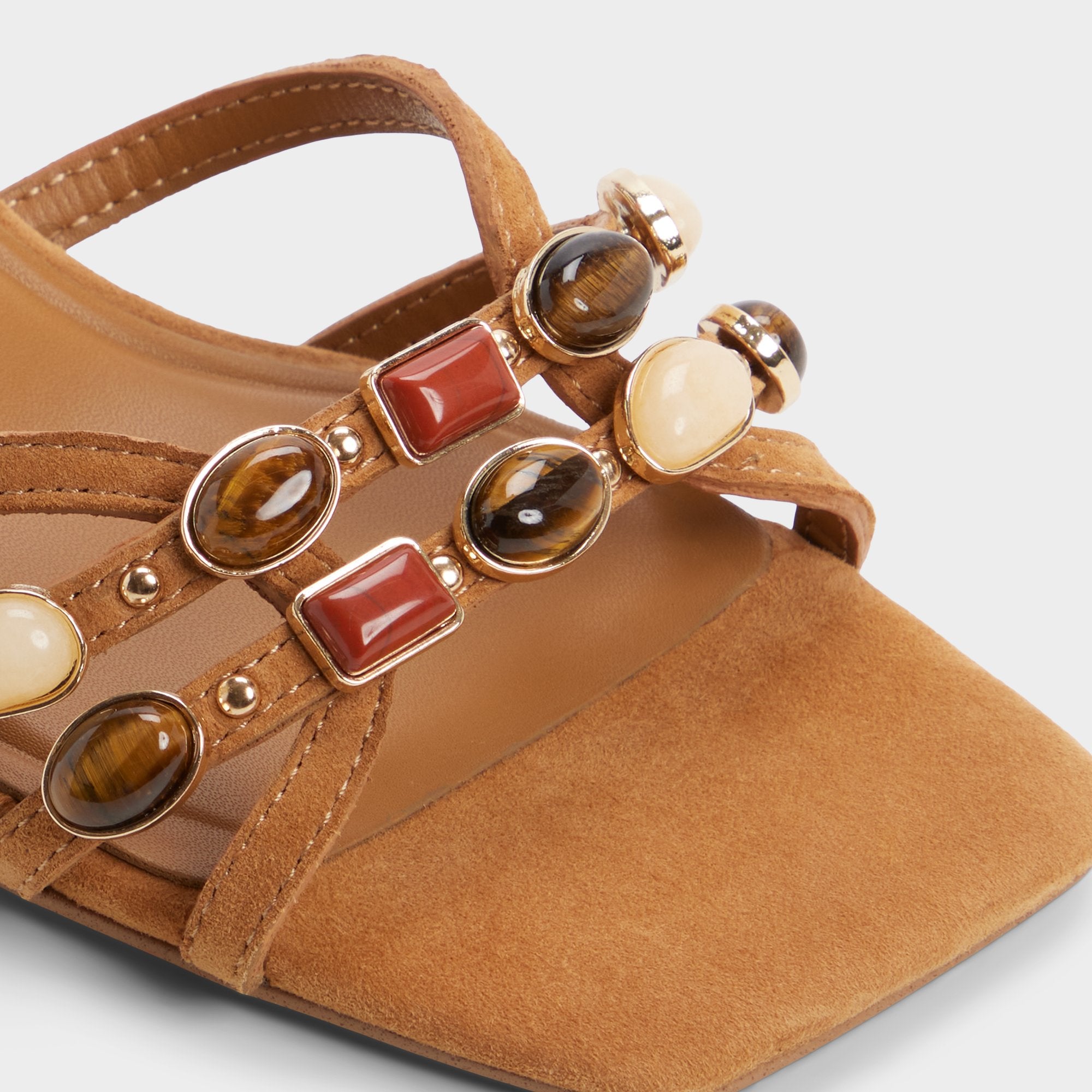 ALDO Jemstone mules talon bloc beige pierres