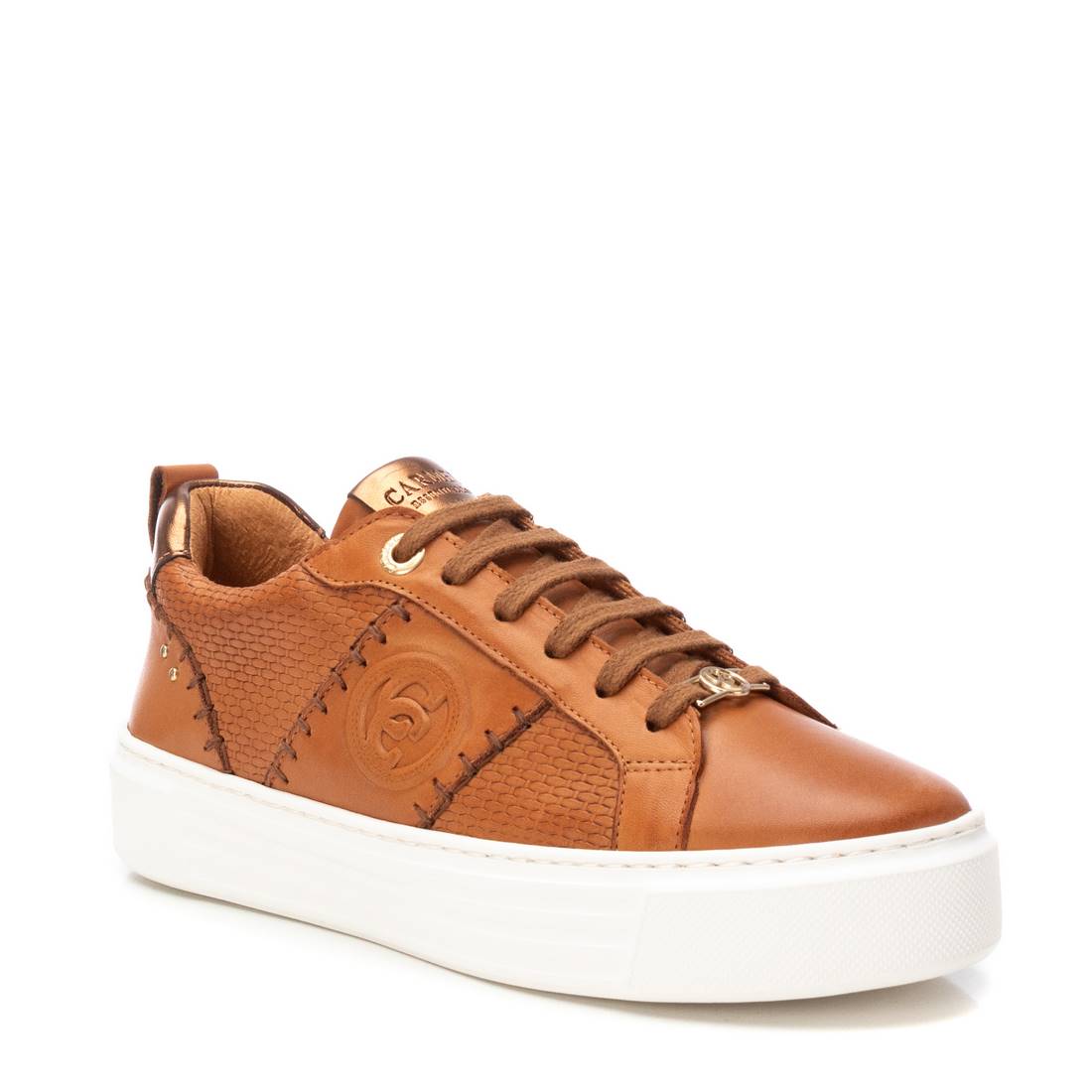 Carmela 16205702 baskets cuir camel à lacets