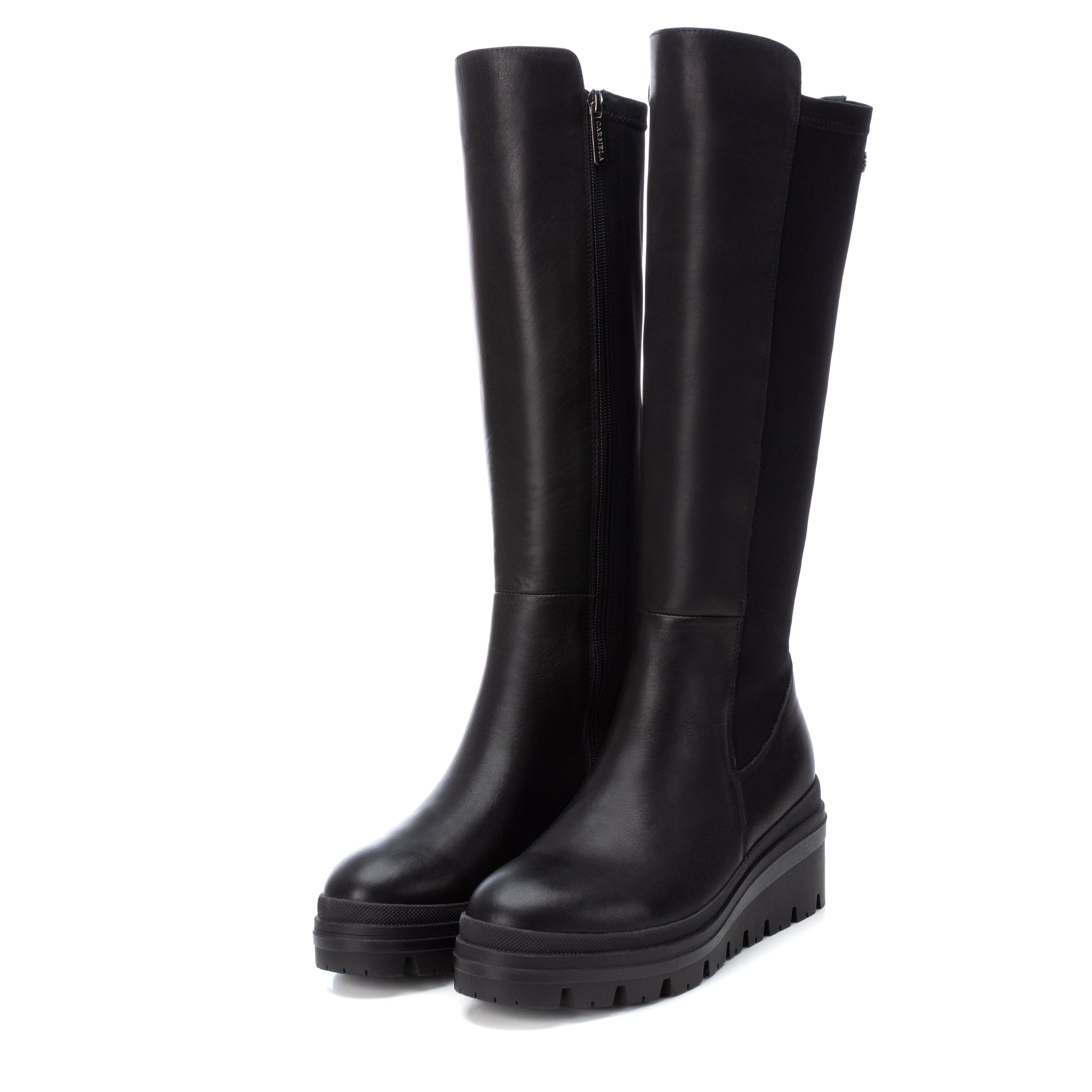 Carmela 16023001 bottine femme noire cuir compensée 6 cm