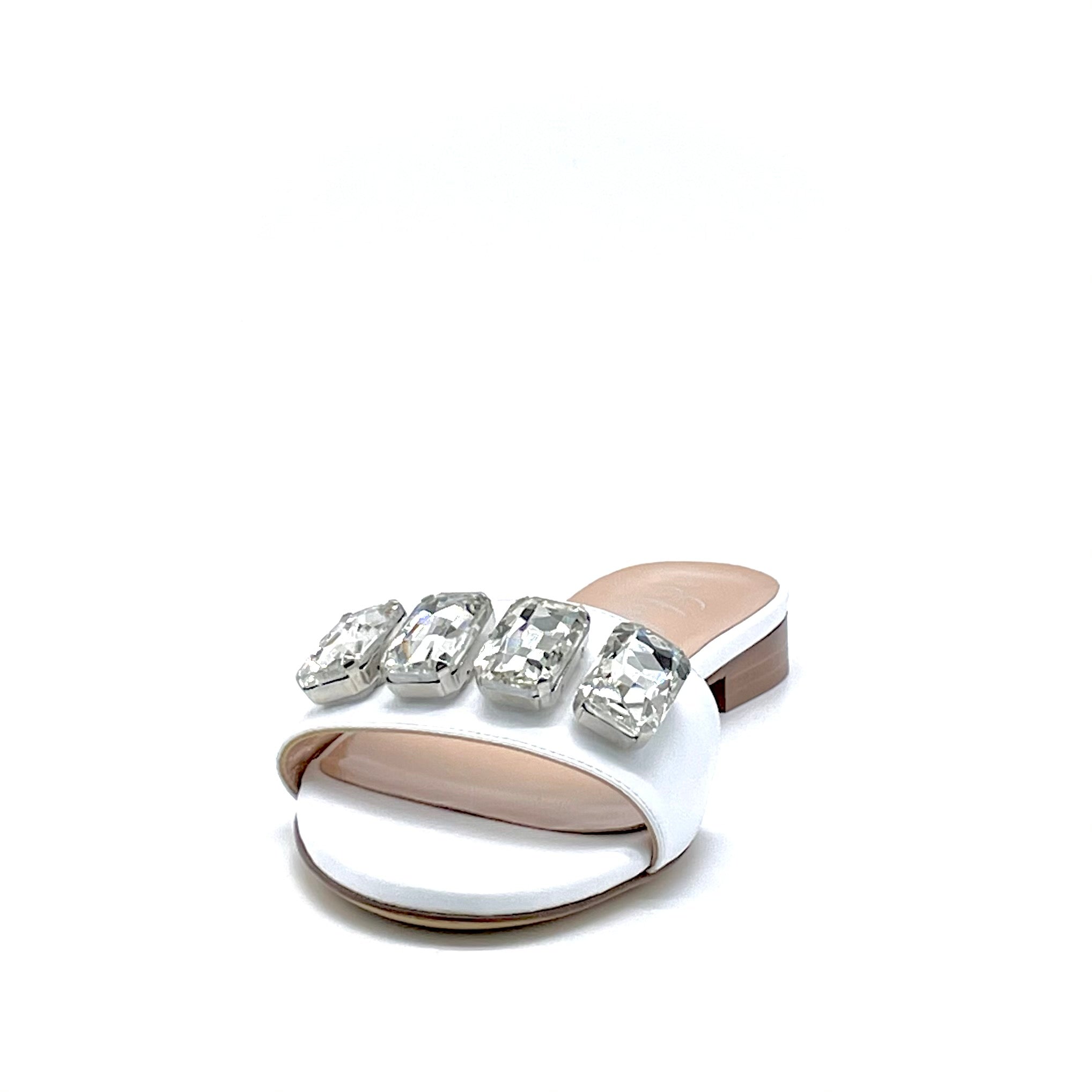 ELATA 11112C mule cuir blanc crystal pointure 37