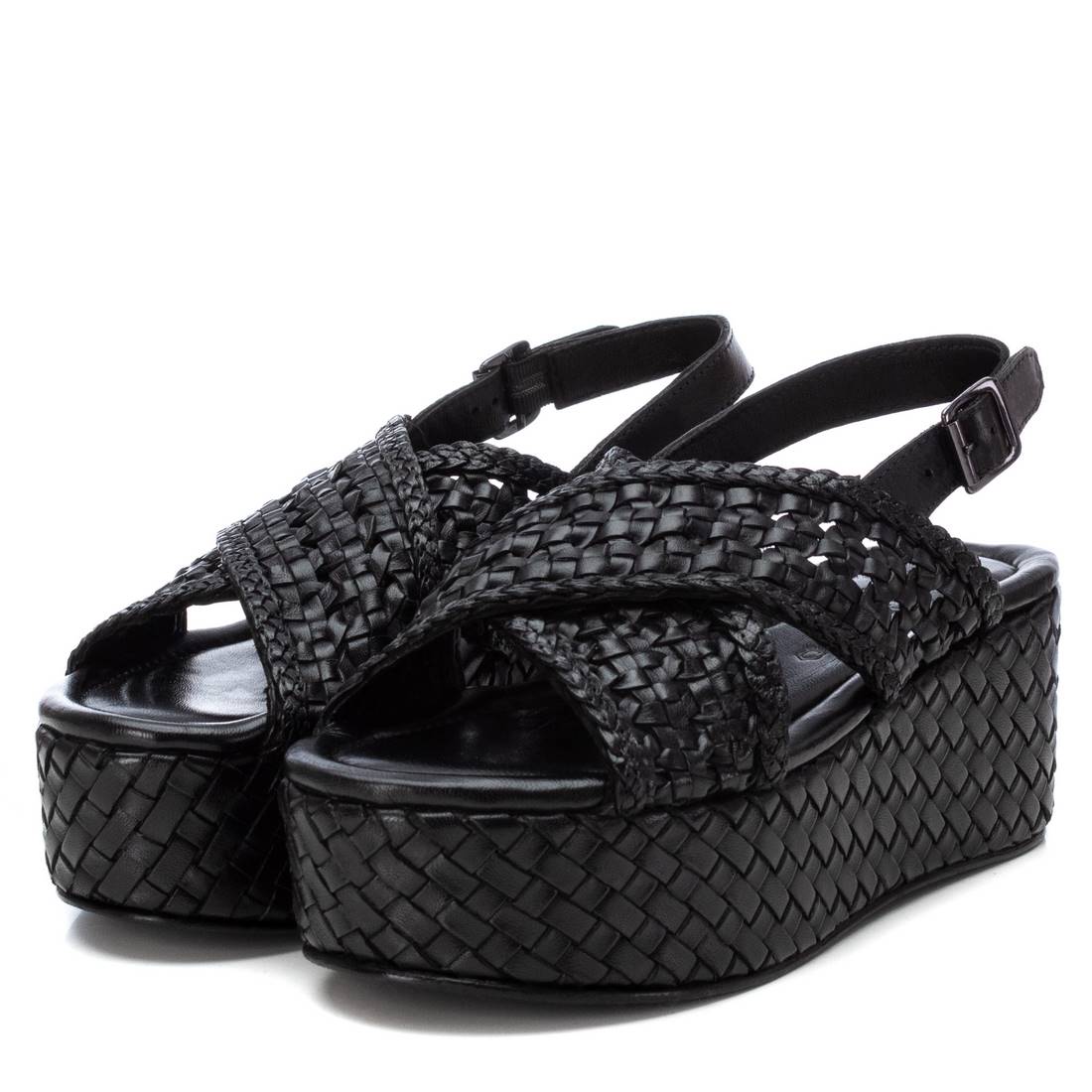 Carmela 16163806 sandale femme noire cuir compensée 7 cm