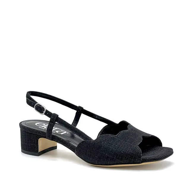 Elata 14131 sandales tissu laminé noir talon 3,5 cm