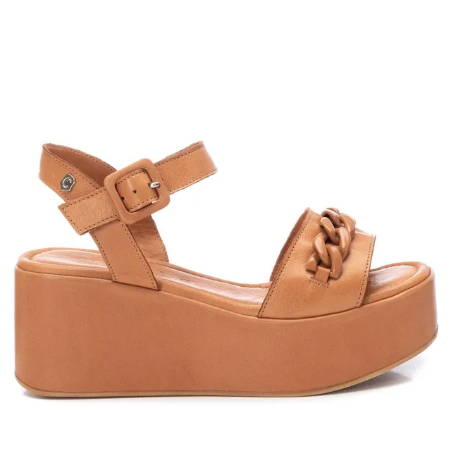 Carmela 16076902 sandales femme marron cuir compensées