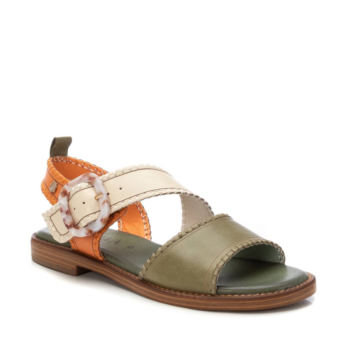 Carmela 16220303 sandales femme vert kaki cuir véritable