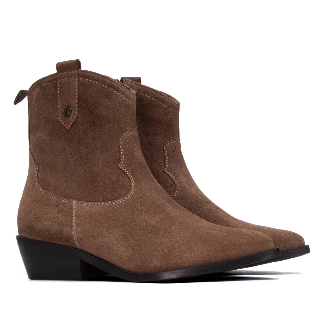 Carmela 16417504 bottines cuir taupe talon bas