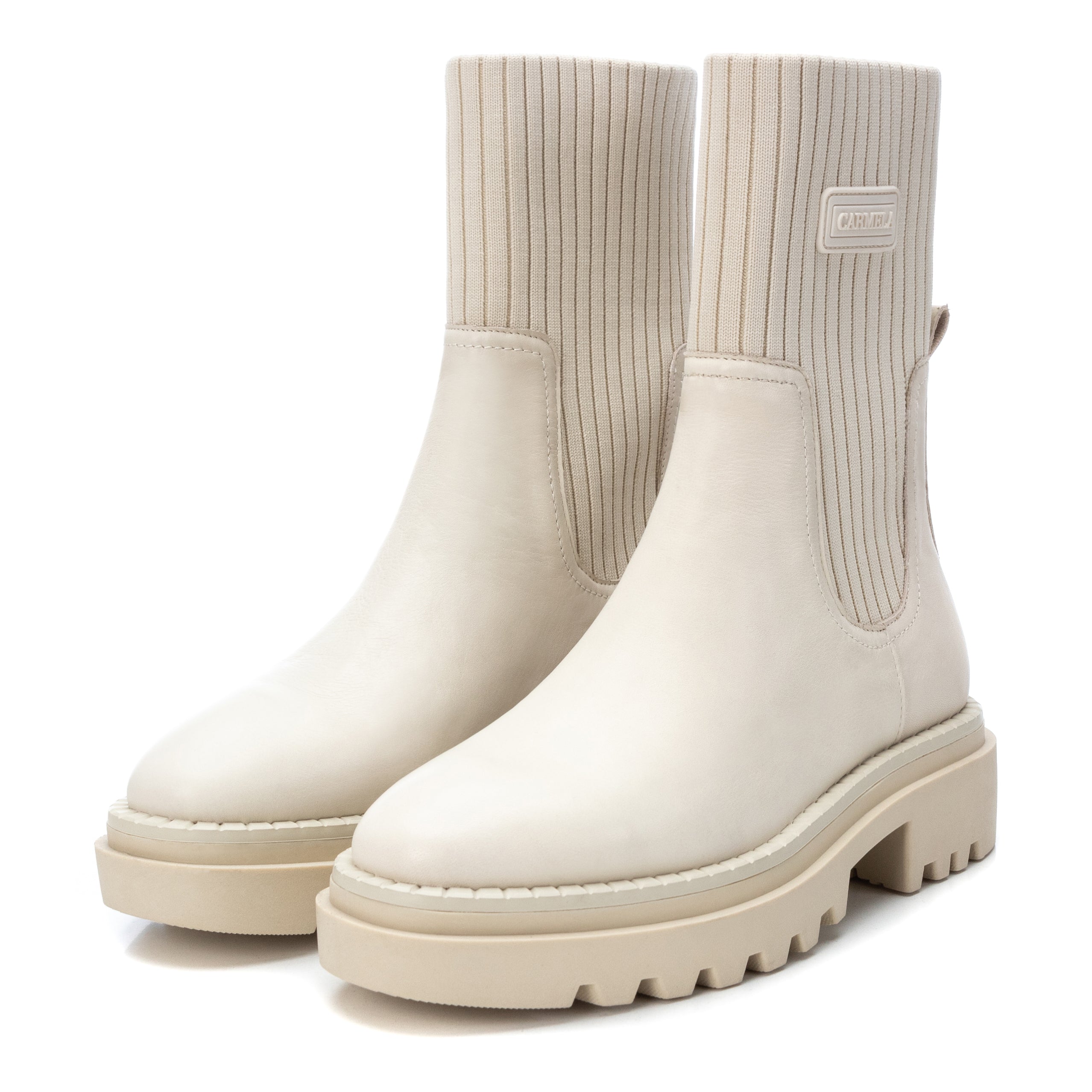 Carmela 16018502 bottine cuir blanc chelsea plate