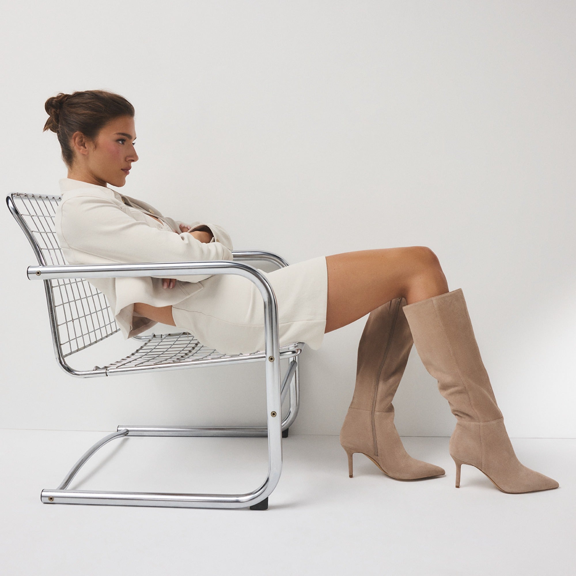 ALDO Saphiria bottes genou femme beige suède