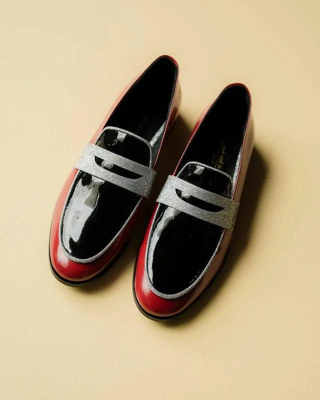 Dessine Moi Un Soulier mocassin cuir vernis rouge noir 36
