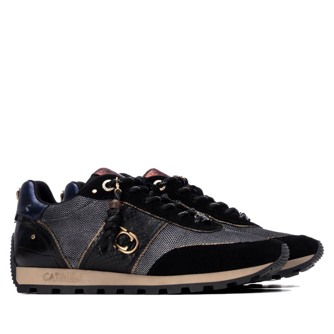 Carmela 16423703 baskets cuir noir semelle crantée