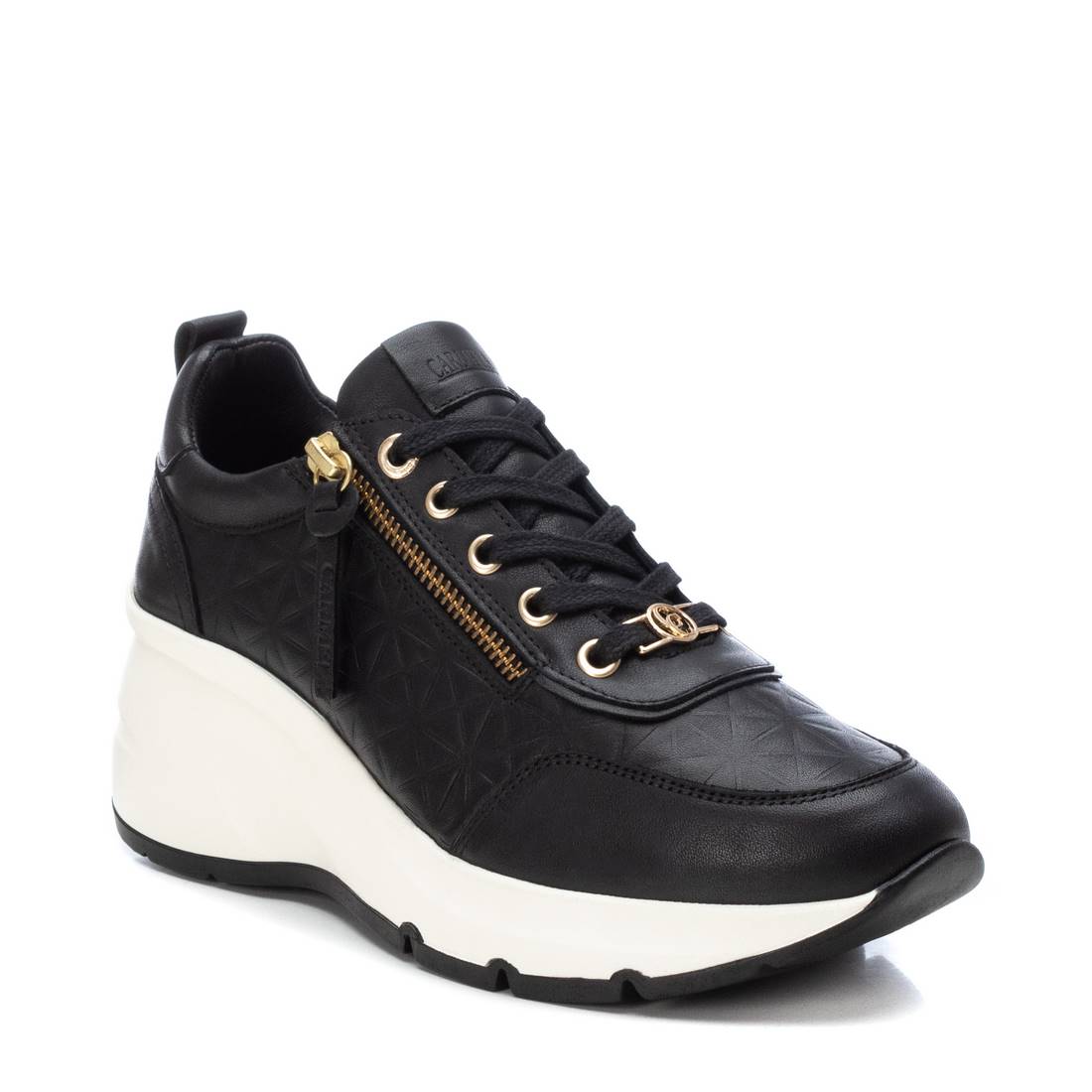 Carmela 16119901 sneakers cuir noir compensées zip