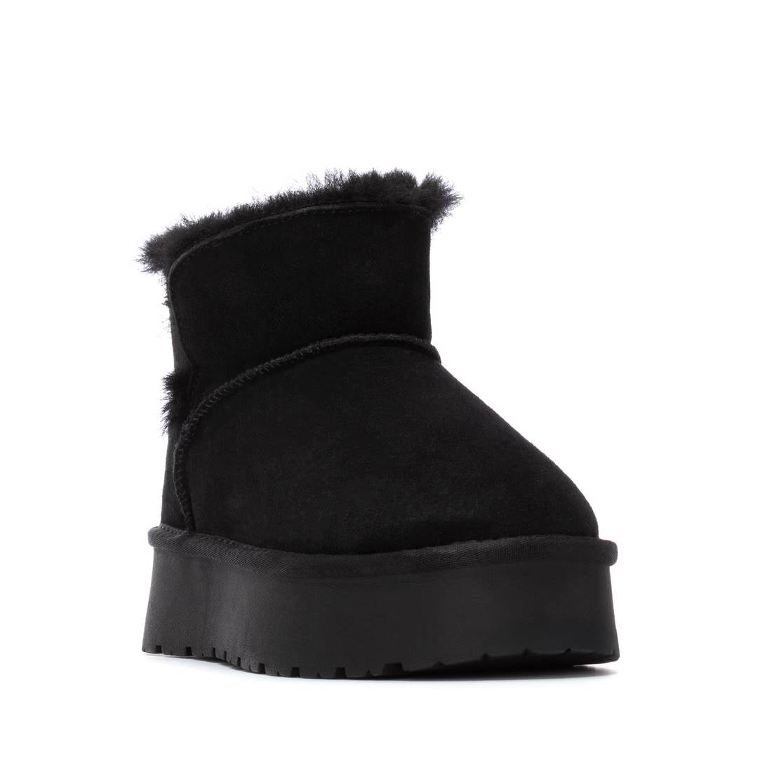 Carmela 16263304 bottine noire fourrée cuir plat