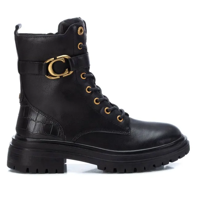 Carmela 16089101 bottine cuir noir militaire