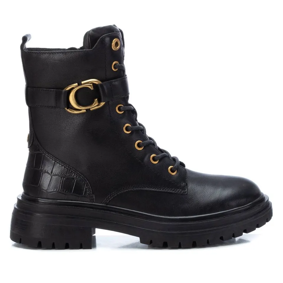 Carmela 16089101 bottine cuir noir militaire