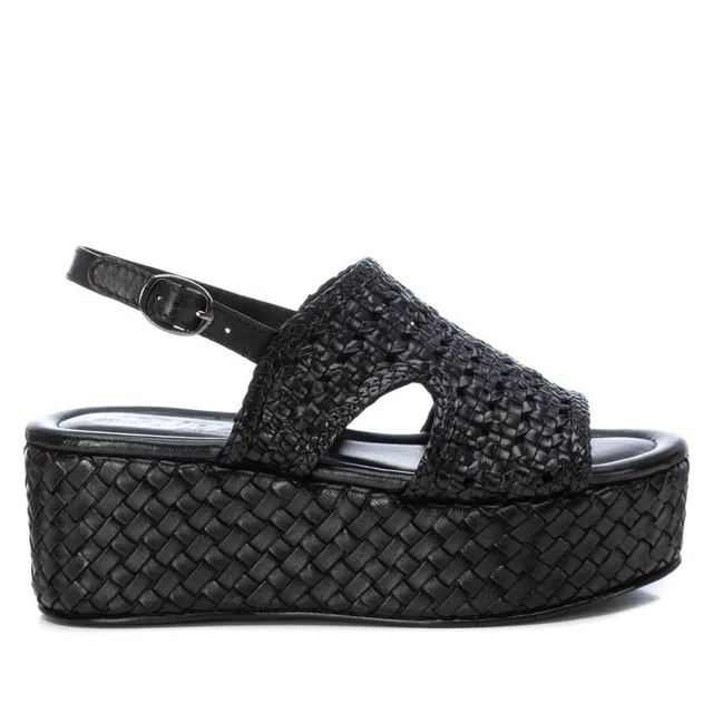 Carmela 16163602 sandale cuir noir compensé 7 cm