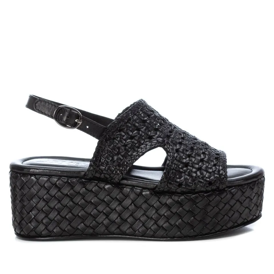 Carmela 16163602 sandale cuir noir compensé 7 cm