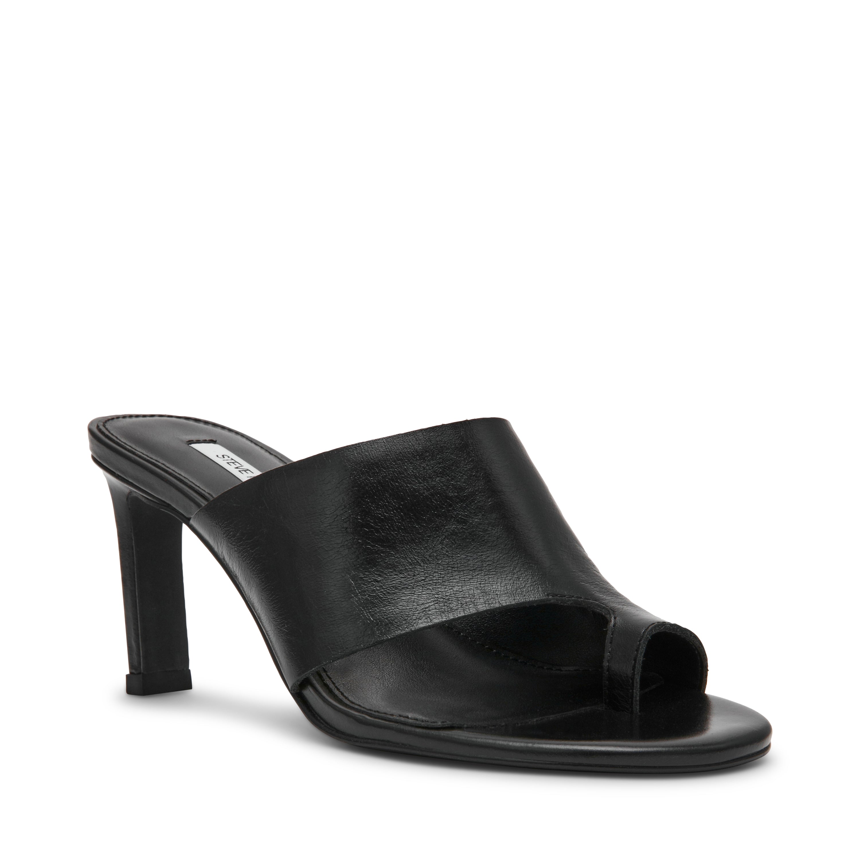 Steve Madden Valentin sandales noir cuir talon 7 cm