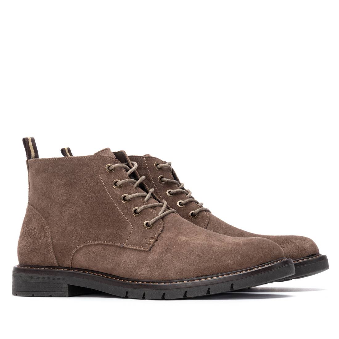 Carmela 16267603 Boots Homme Cuir Taupe Zip-Lacets