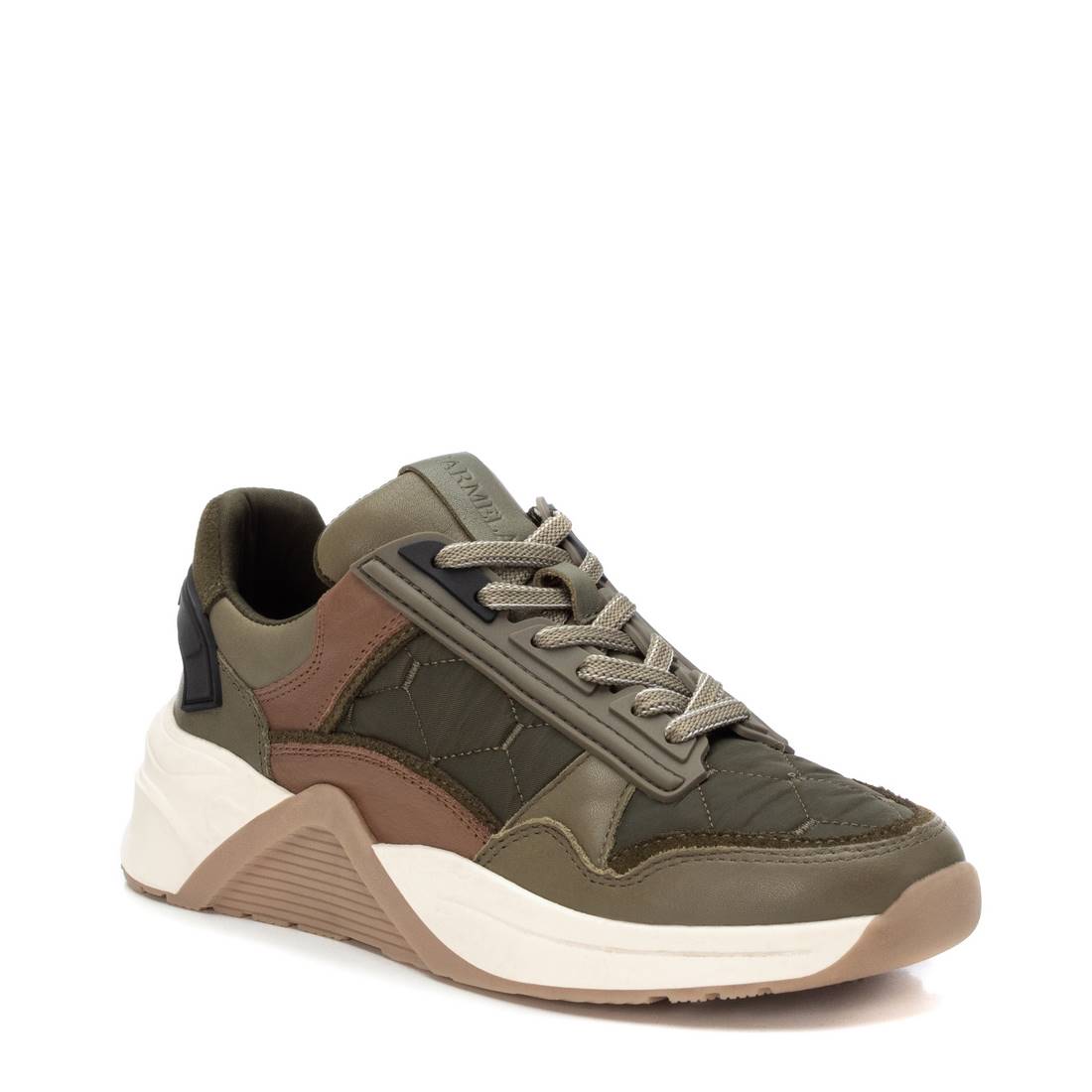 Carmela 16011501 basket cuir vert textile talon plat