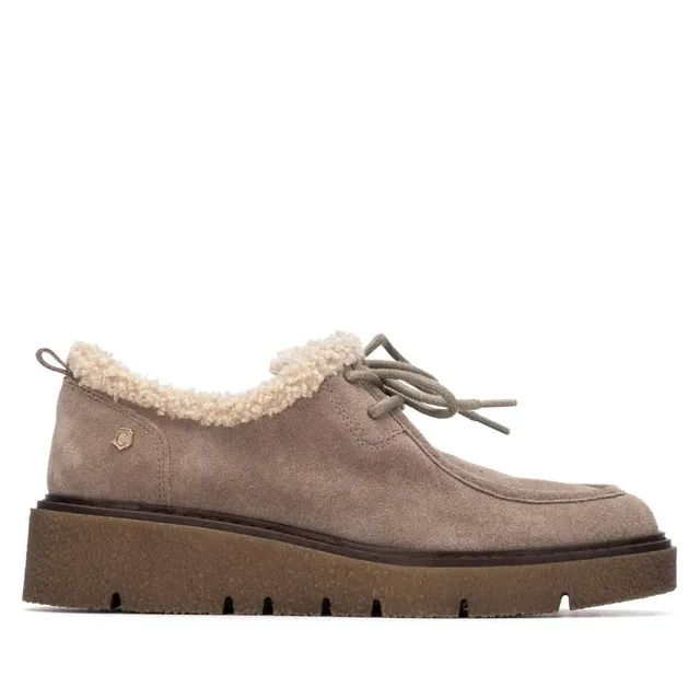 Carmela 16266904 chaussure cuir taupe lacets plate