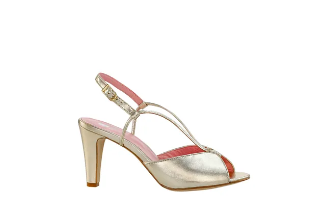 Coralie Masson Lolotte sandales cuir dore talon 7 cm
