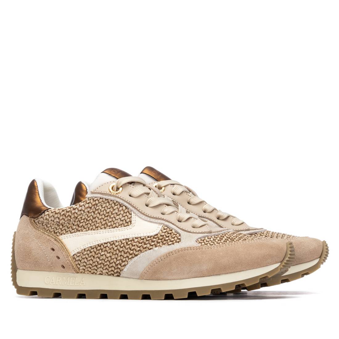 Carmela 16323002 baskets femme beige tressée
