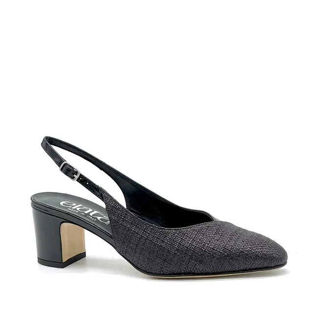ELATA 15126 slingback raphia noir talon 5,5 cm