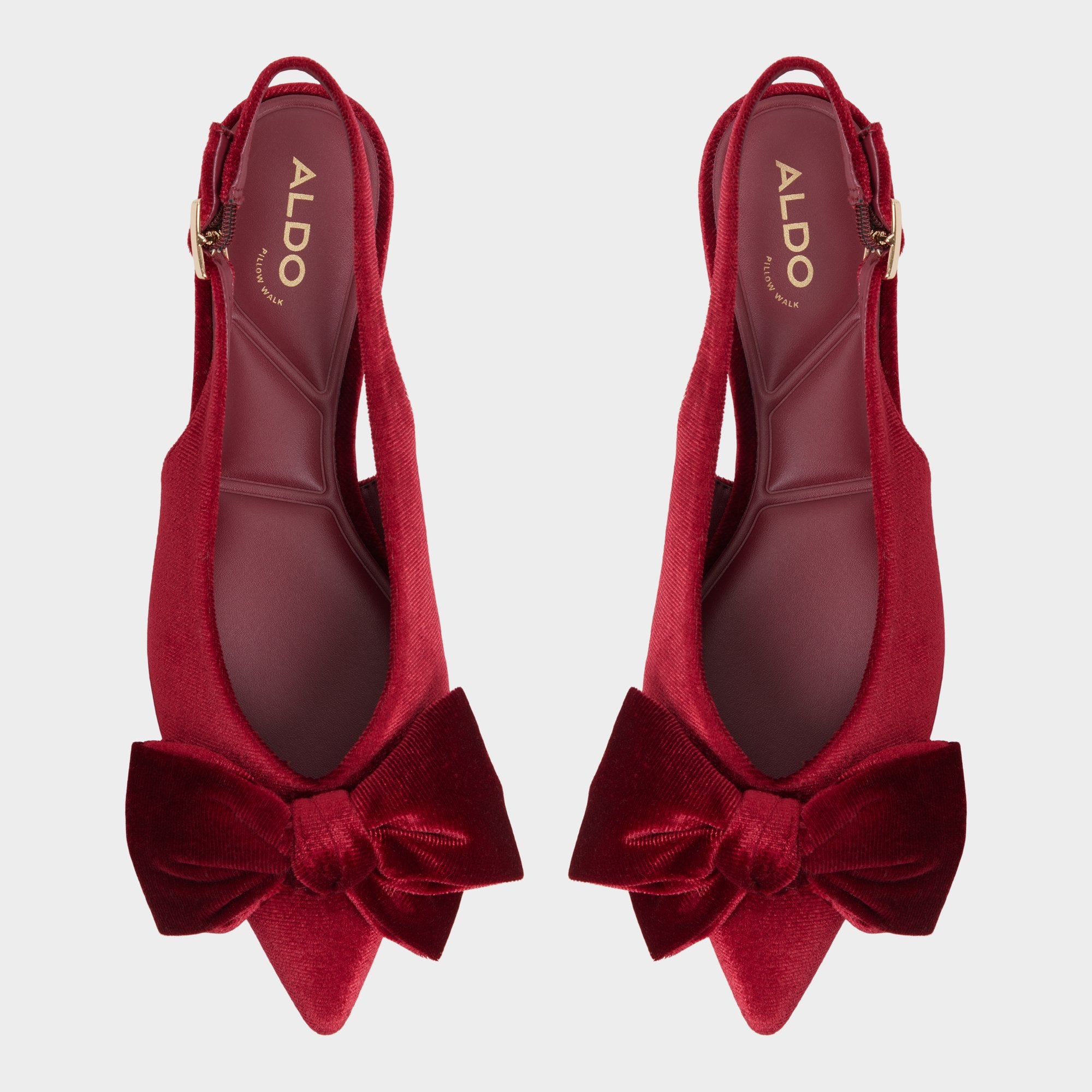 ALDO Festive ballerines rouge velours nœud