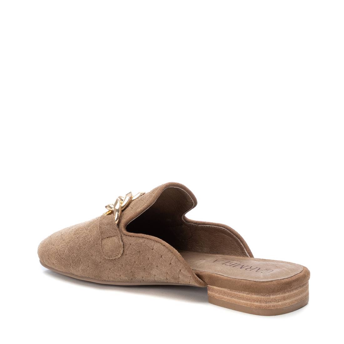 Carmela 16072101 mule marron cuir chaîne plate