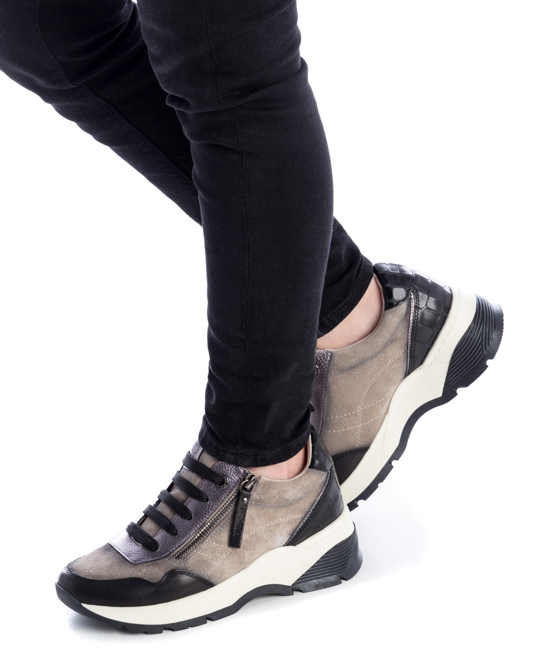 Carmela 16019502 sneaker cuir blanc zip plateforme 35-42