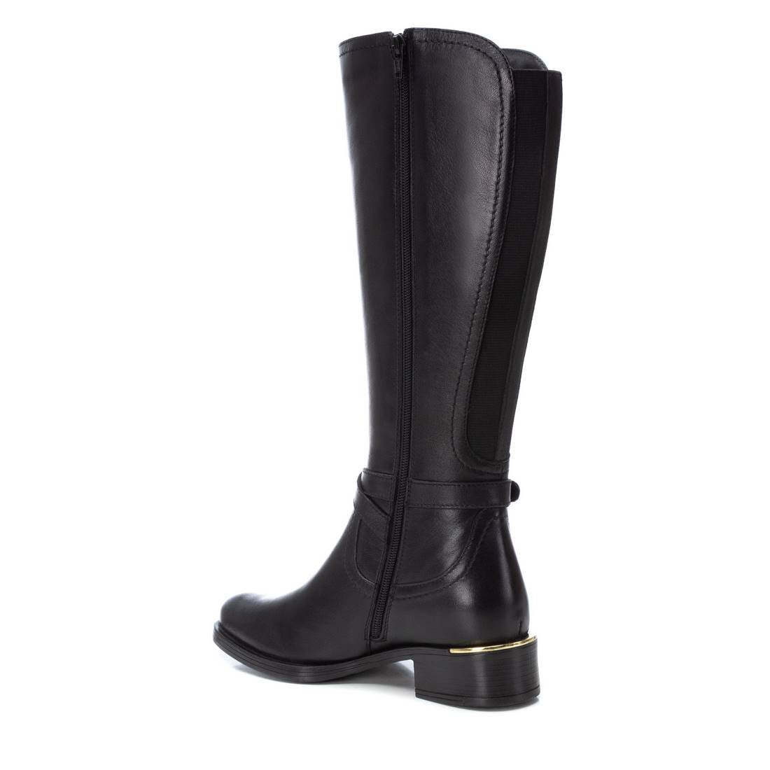 Carmela 16202001 botte motarde cuir noir talon bas