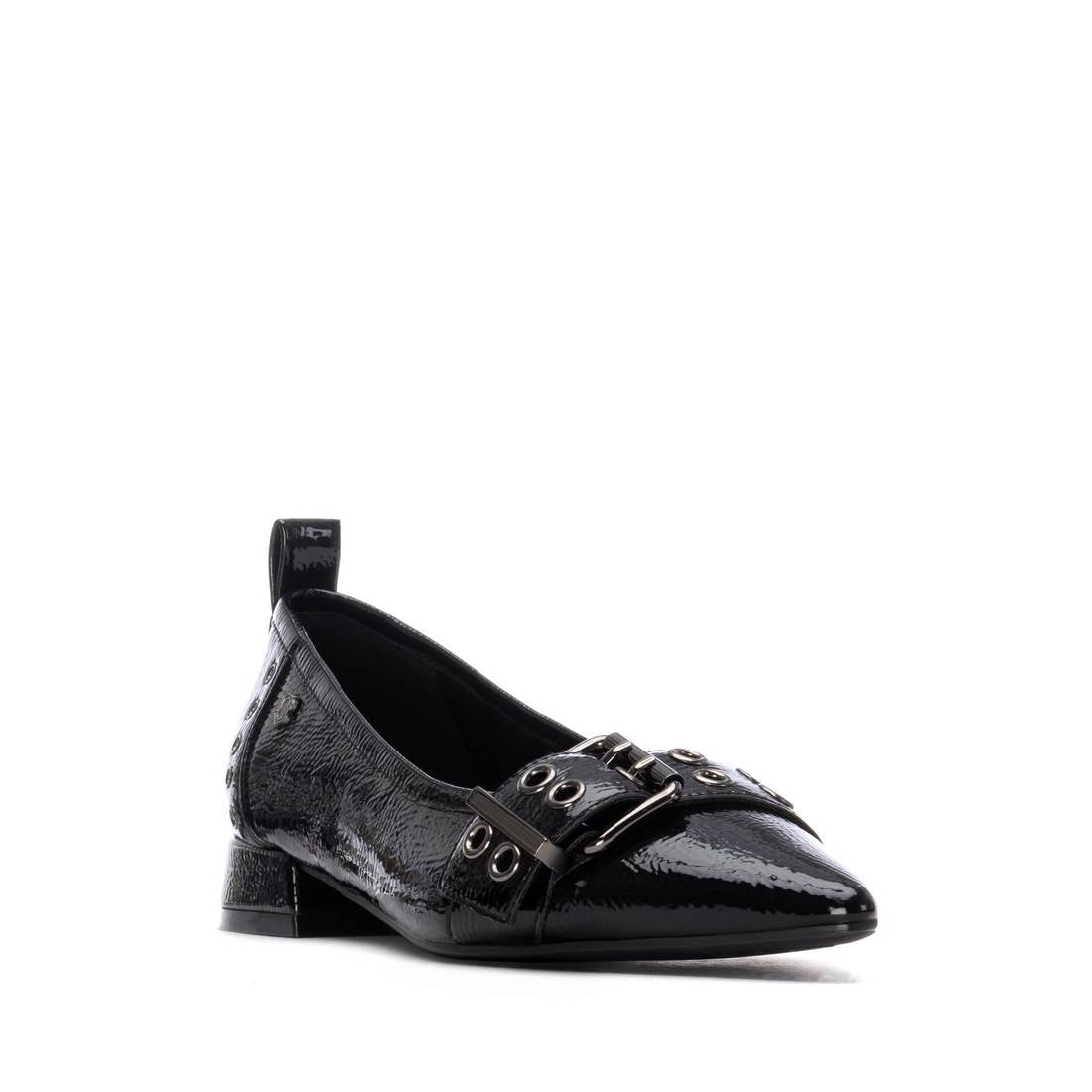 Carmela 16270901 ballerine femme vernie noire boucle talon bas