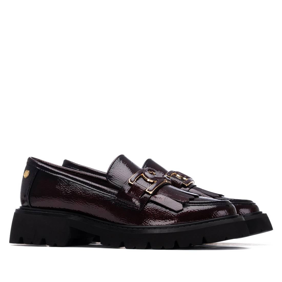 Carmela 16269804 Mocassin verni bordeaux franges