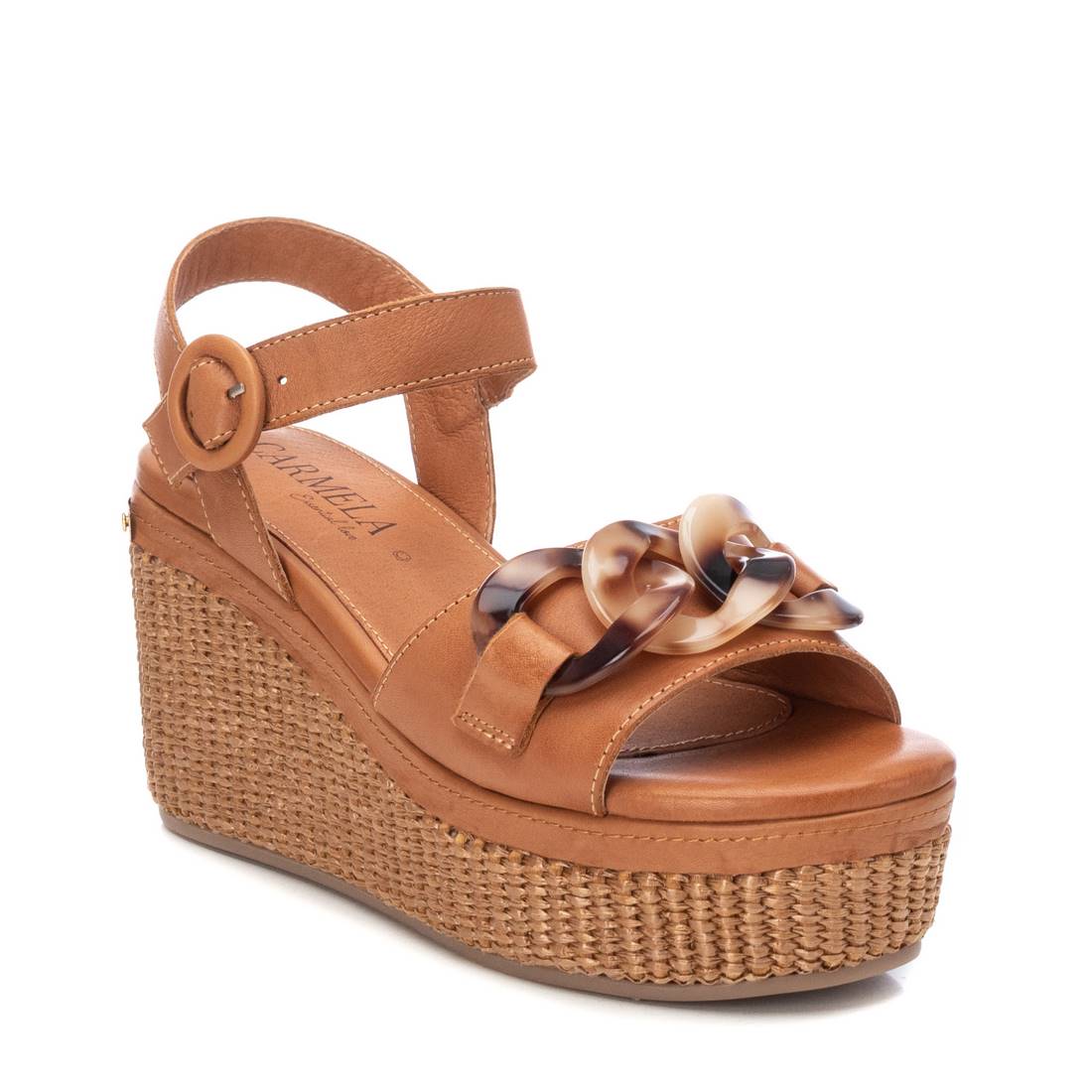 Carmela 16072401 sandales cuir marron compensées 9 cm