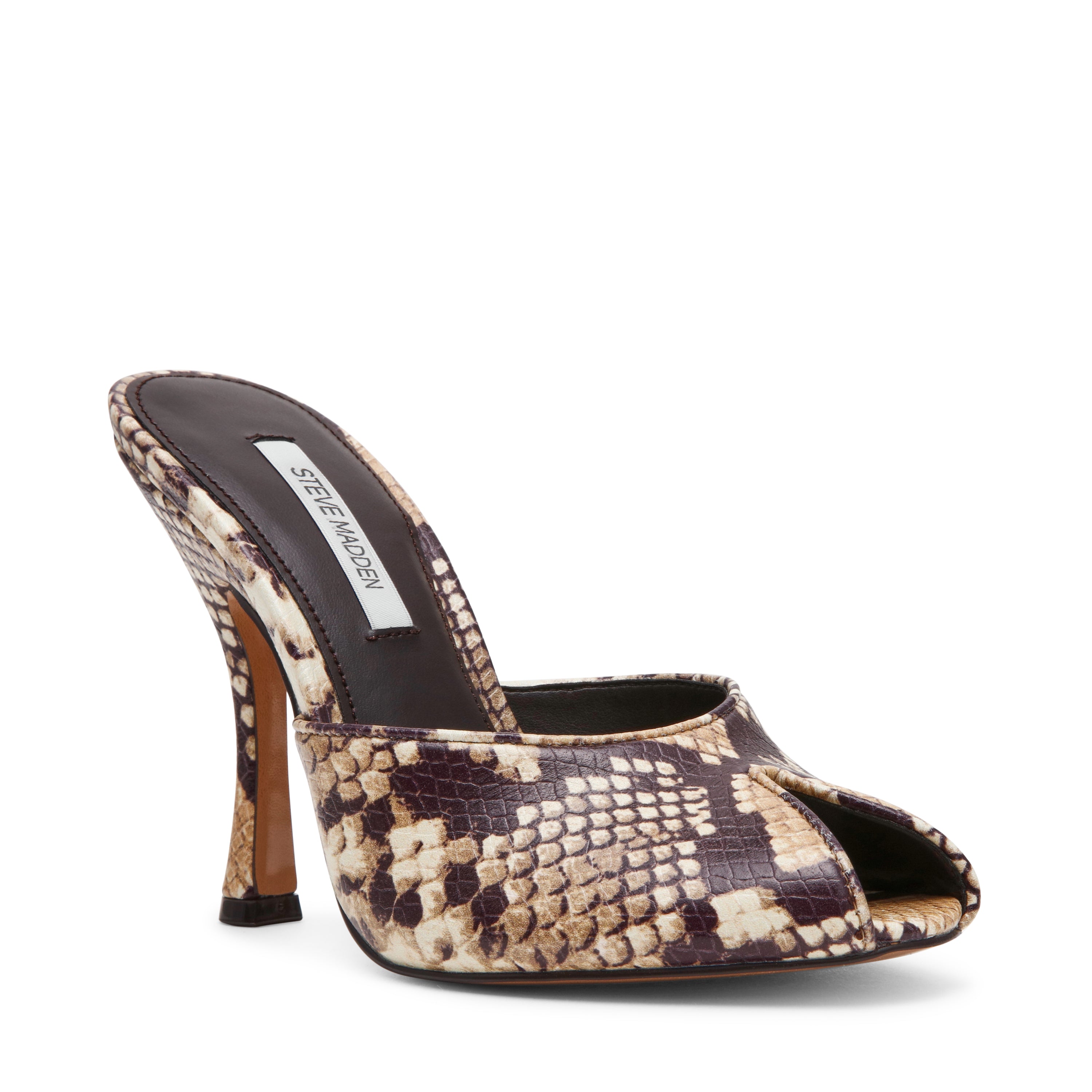 Steve Madden Jaylee mules talon cuir serpent tan