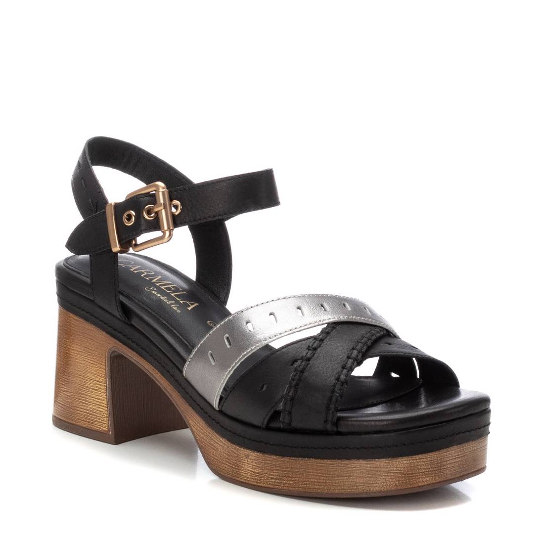 Carmela 16221305 sandale femme cuir noir talon 7 cm