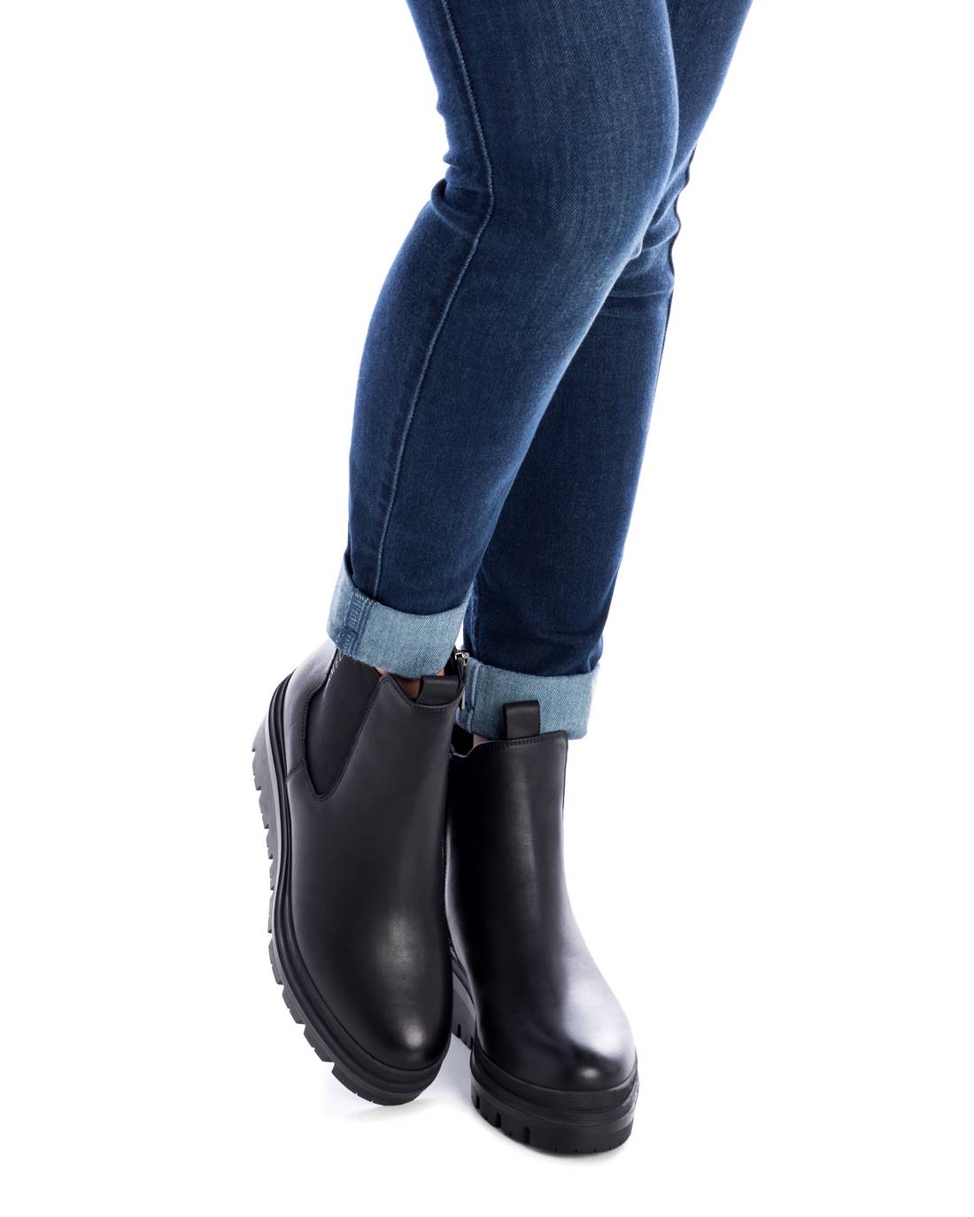 Carmela 16019101 bottines chelsea cuir noir compensé