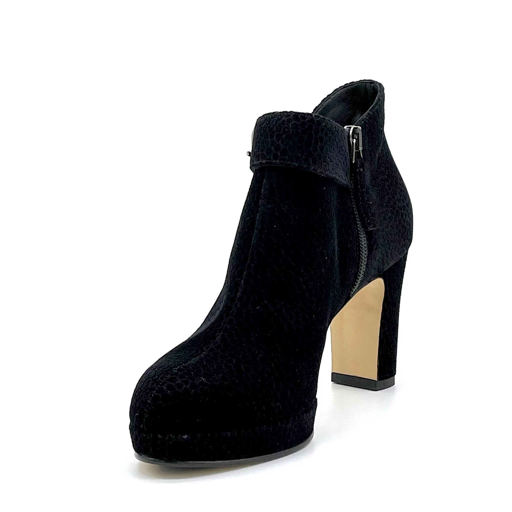 ELATA 54536 bottines daim noir boucle talon 9,5 cm