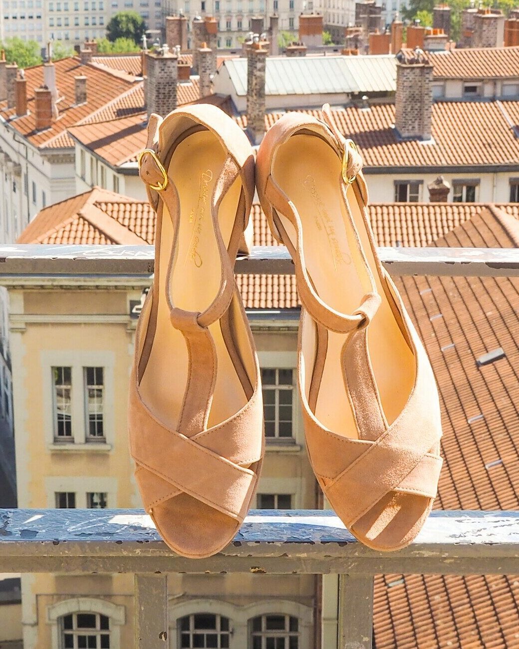Dessine Moi Un Soulier Salomé plateforme camel 42,5 cuir velours