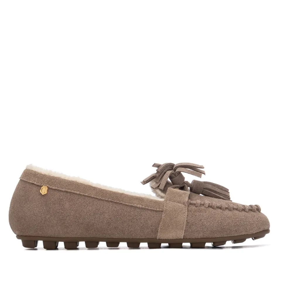 Carmela 16428902 mocassins suède taupe fourrés