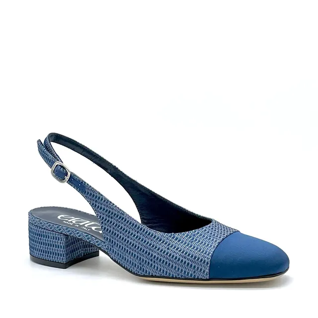 ELATA 15128 slingback satin bleu talon 3,5 cm