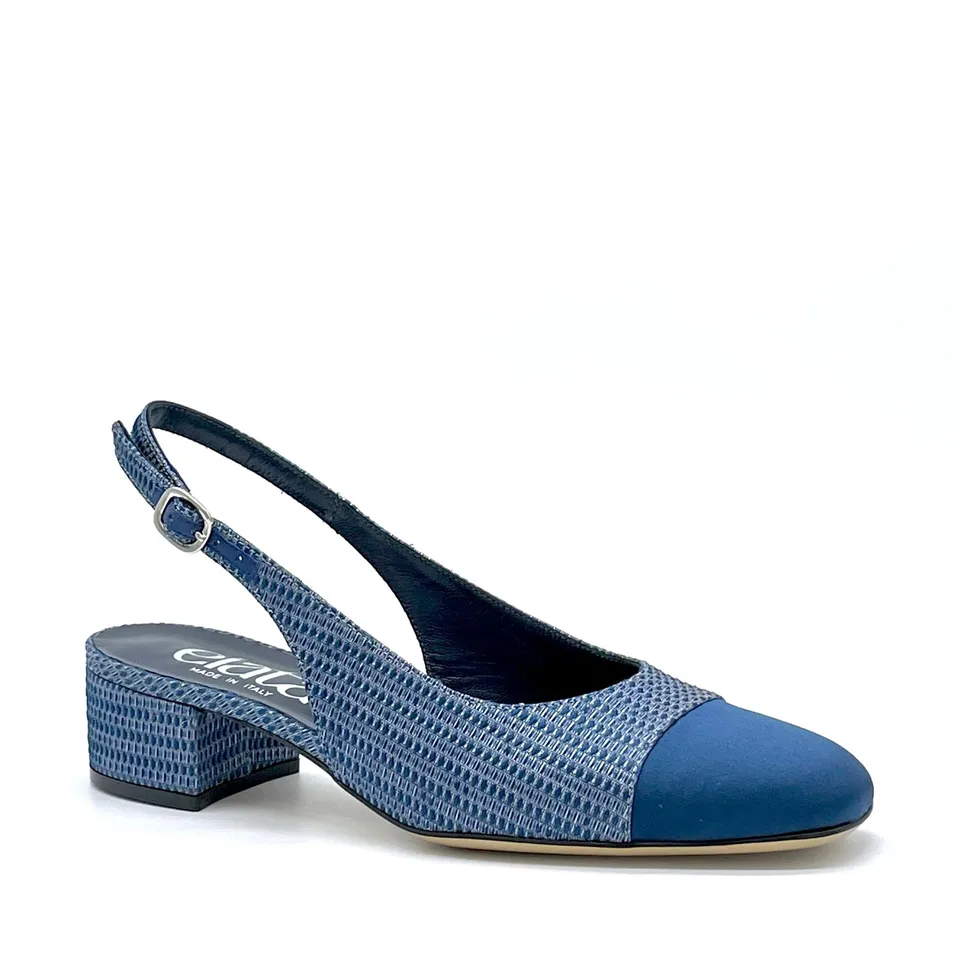 ELATA 15128 slingback satin bleu talon 3,5 cm