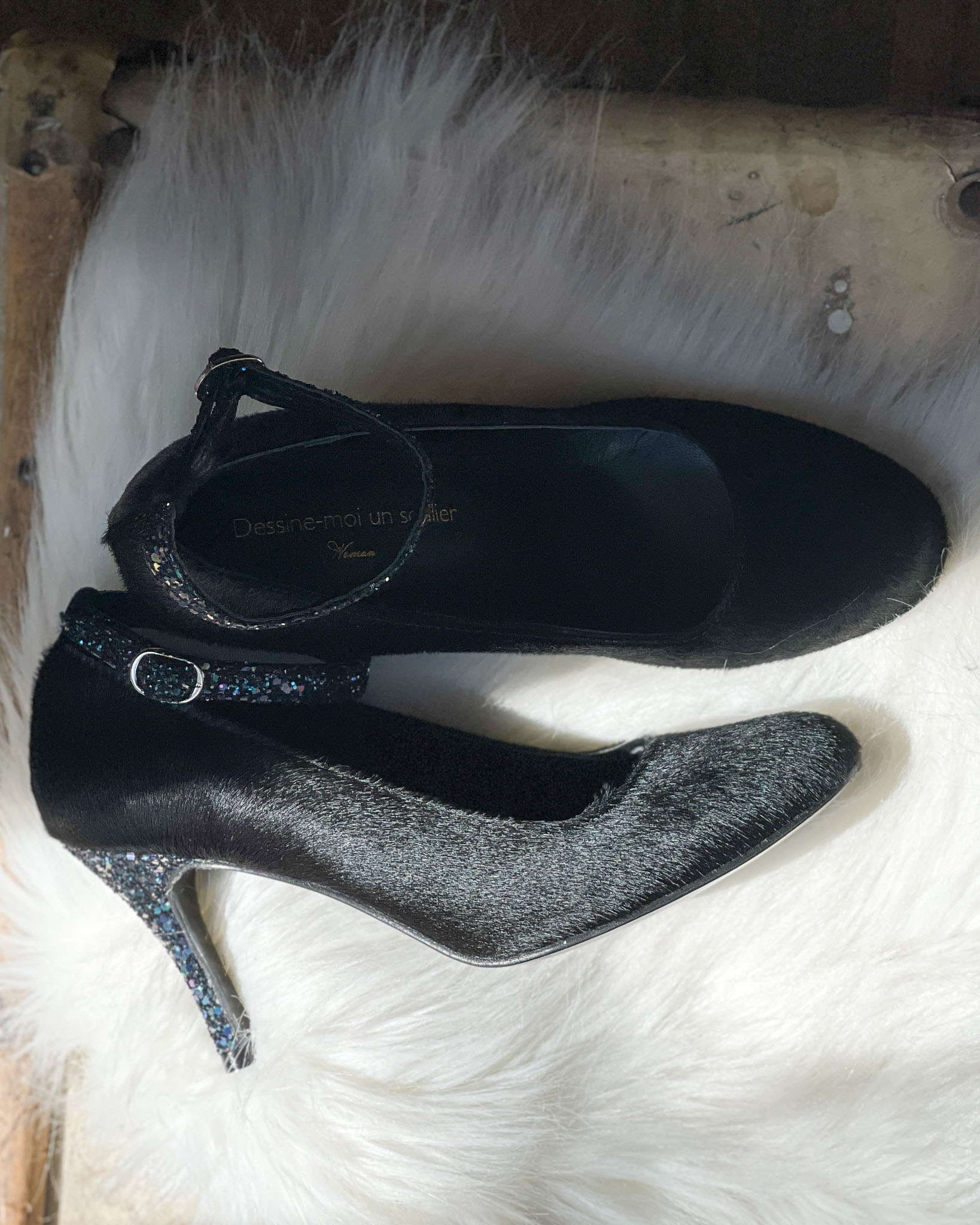 Dessine Moi Un Soulier escarpin poil noir starlight 37,5