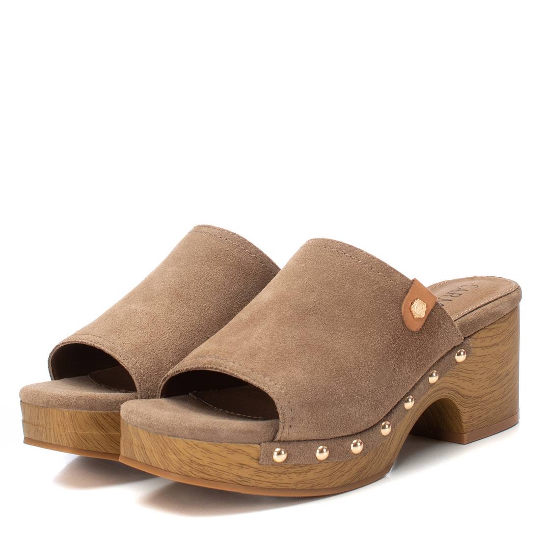 Carmela 16161205 sandale cuir marron talon bois