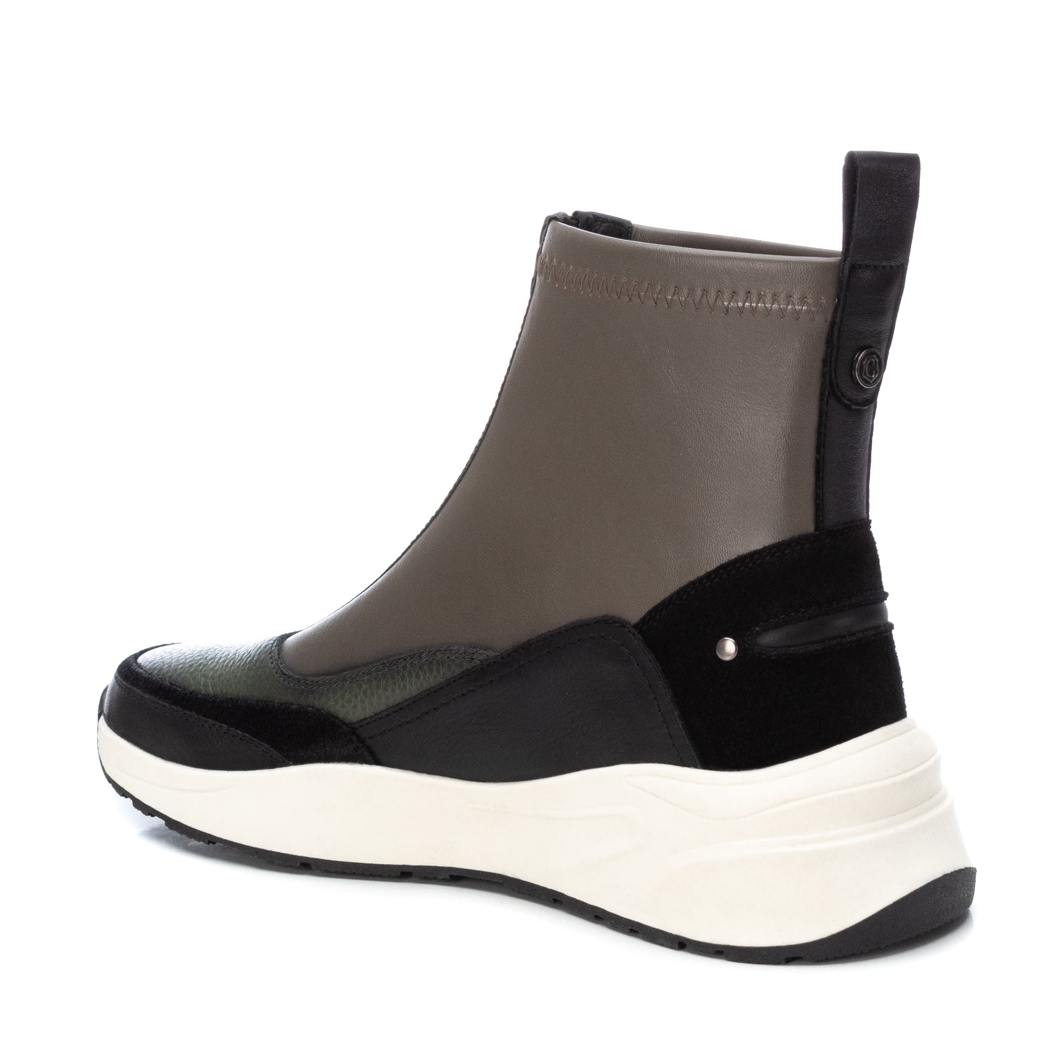 Carmela 16018004 bottine basket femme vert cuir plat
