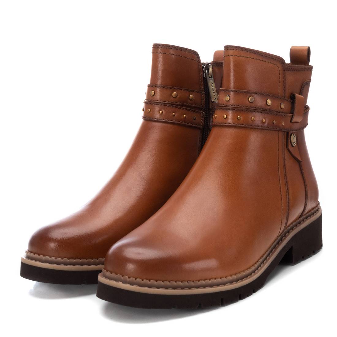 Carmela 16171902 bottine cuir marron zip plate