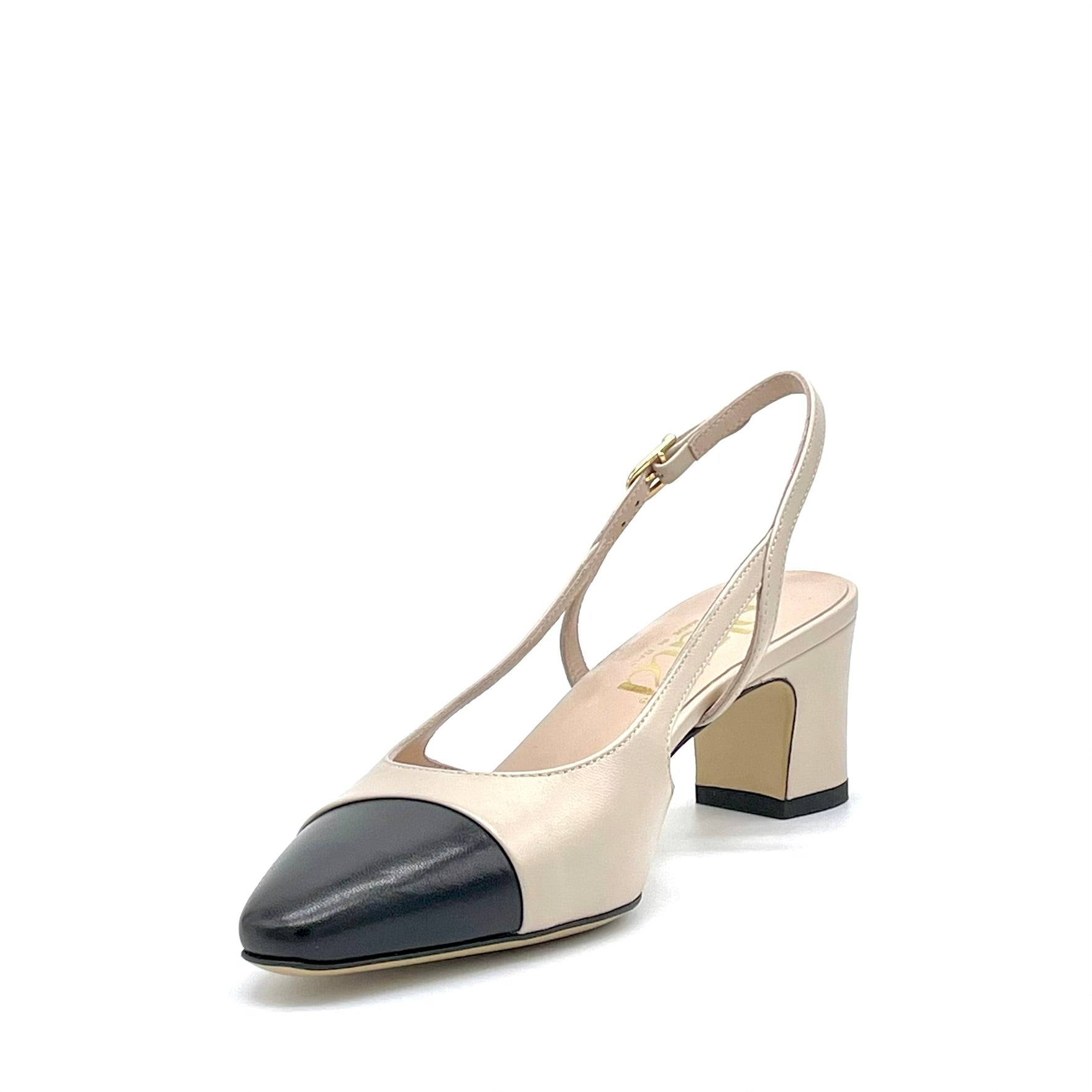 ELATA 16169 slingback cuir sable noir talon 5,5 cm