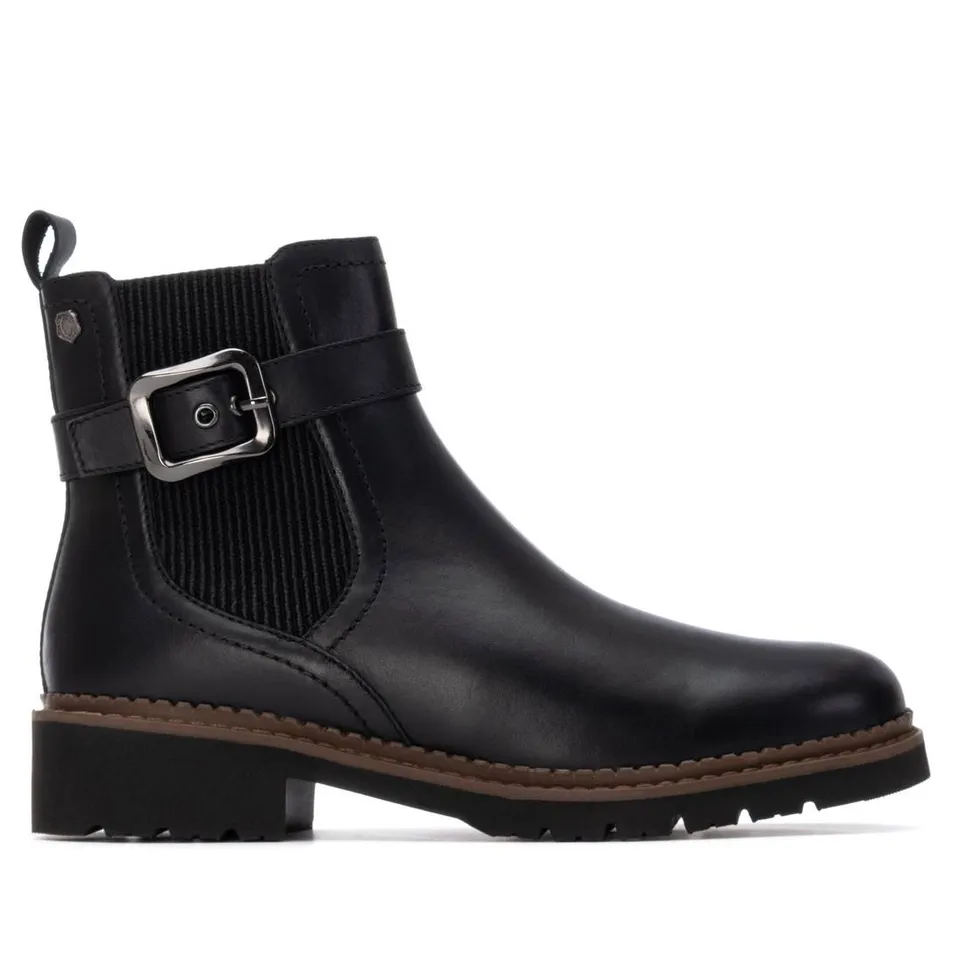 Carmela 16249102 bottine cuir noir plat femme