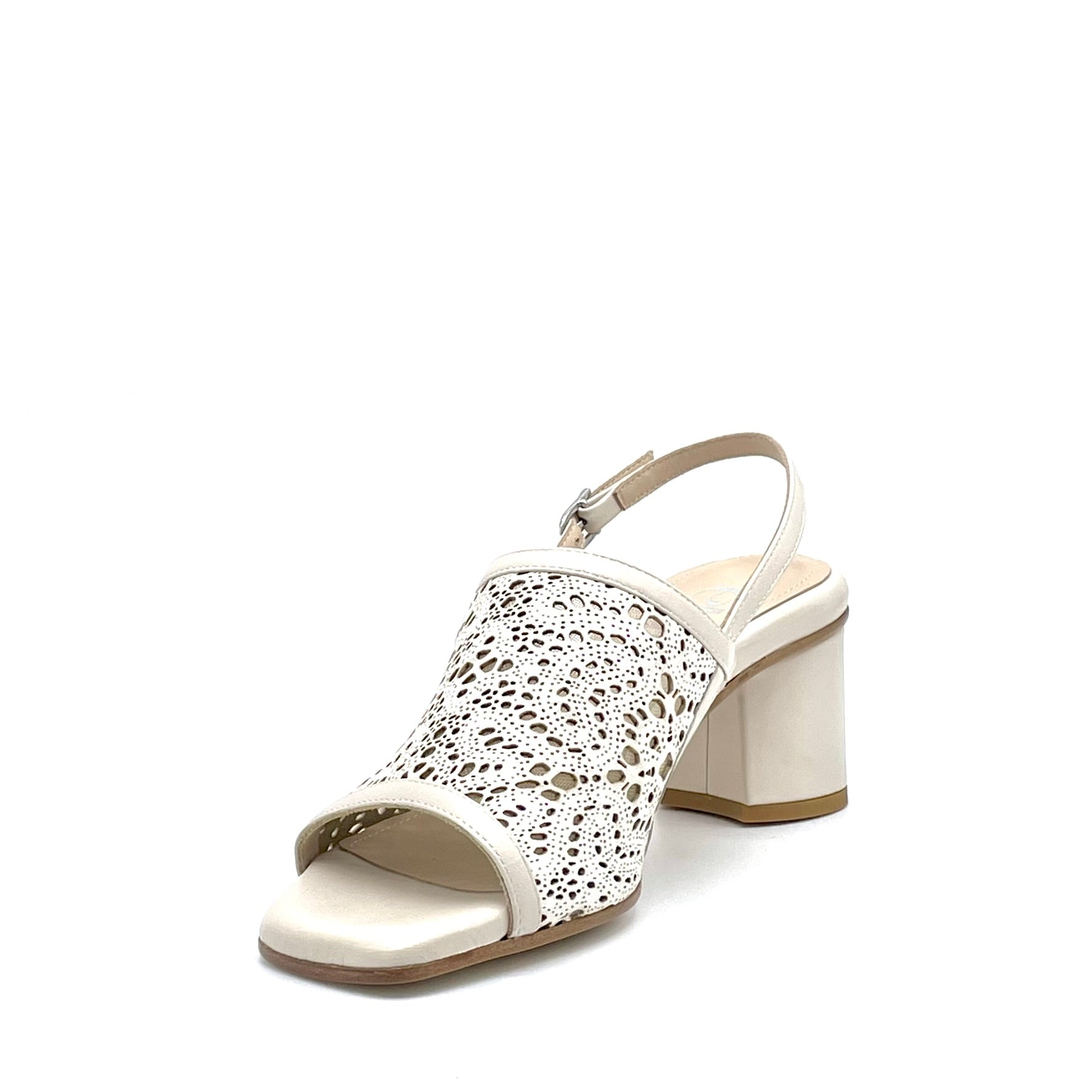 Elata 16138 sandales cuir sable blanc talon 5,5 cm
